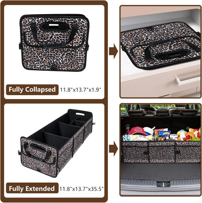 AOPHY Trunk Organizer for Car, 95L Large Capacity Trunk Storage with Non-Slip Bottom Strips, Cargo Organizer for Suv, Truck, Sedan, Waterproof Portable Car Organizers for Women Men(Pink)