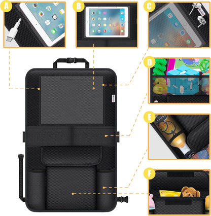 Meolsaek Kick Mats Back Seat Protector, Waterproof Oxford Seat Back Protector, Car Seat Back Protector for Kids, Back of Seat Protector for Kids Feet Car Seat (Black A -1pc)