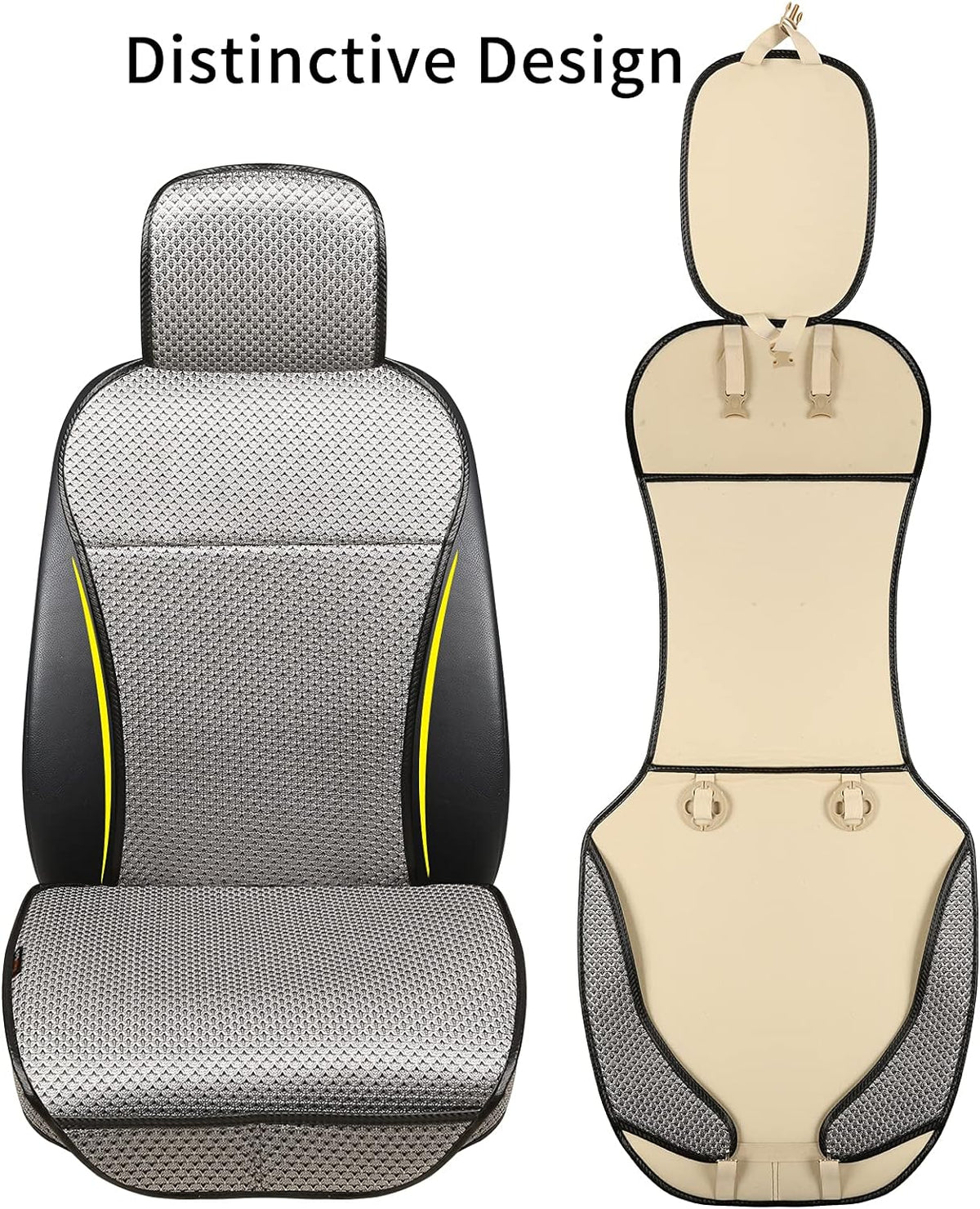 Auto Newer Luxury Breathable Car Seat Cover Fit Four Seasons, Universal Front of Car Seat Cushions, Bottom Seat Covers of Full Wrapped Edge,Universal Fit for 95% Cars,SUV,Pickup(Beige，2PCS)