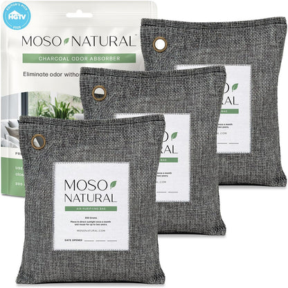 Moso Natural Air Purifying Bag 200g | HGTV Editor's Pick | Premium Bamboo Charcoal Odor Absorber for Home & Car | Closet Odor Eliminator & Car Air Freshener | Long Lasting Charcoal Bags Cover 90sqft