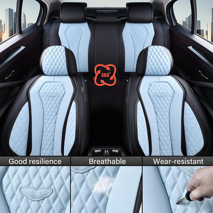 Coverado Seat Covers, Car Seat Covers Full Set, Black Car Seat Cover, Car Seat Covers Front Seats Back Seat Cover, Waterproof Car Seat Cushion, Leather Seat Covers Seat Protector Fit for Most Cars