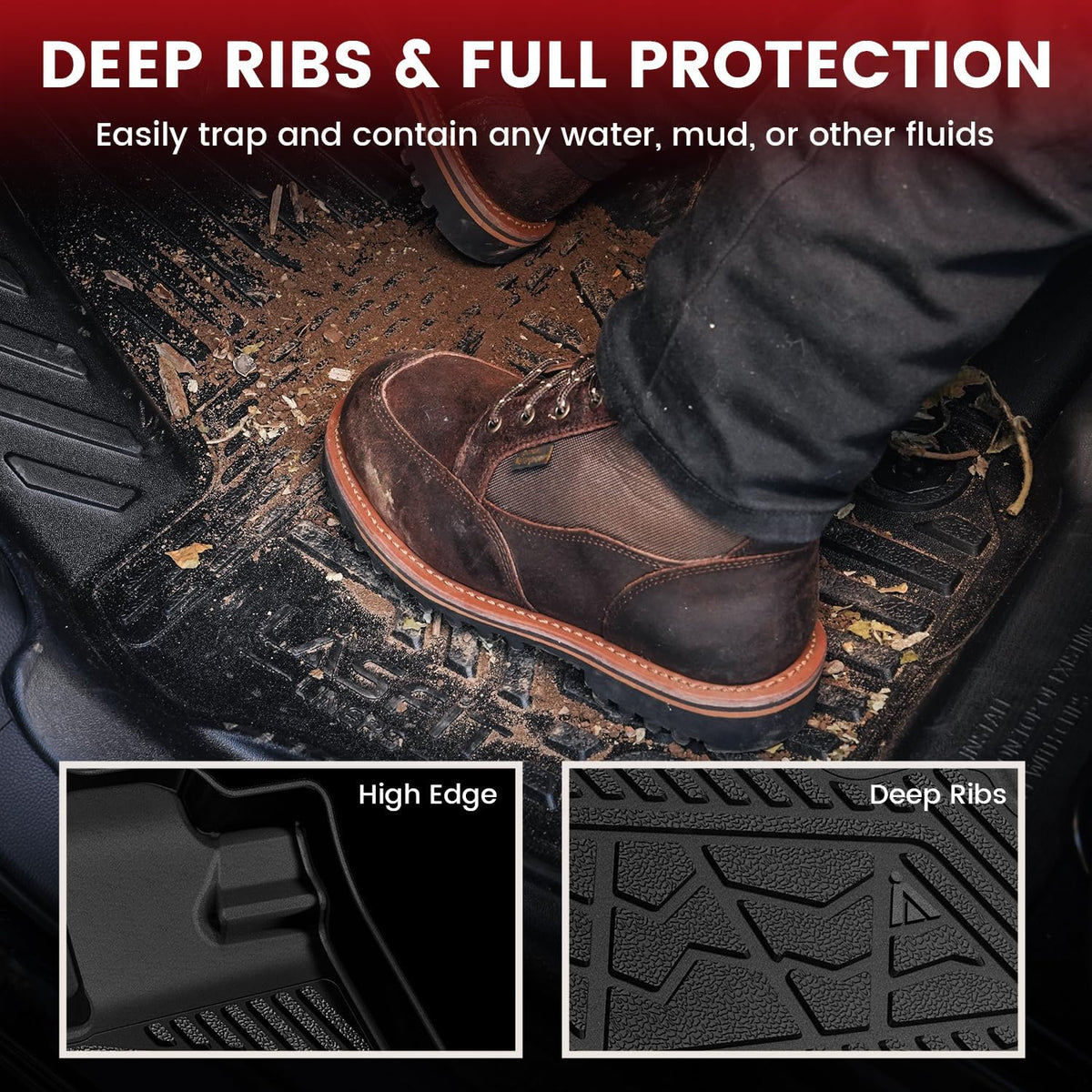 LASFIT Floor Mats for Honda CR-V 2026 2025 2024 2023 (Gasoline & Hybrid & e:FCEV), All Weather TPE Custom Fit Anti-Slip Pet Friendly Car Liners, 1st & 2nd Row Black