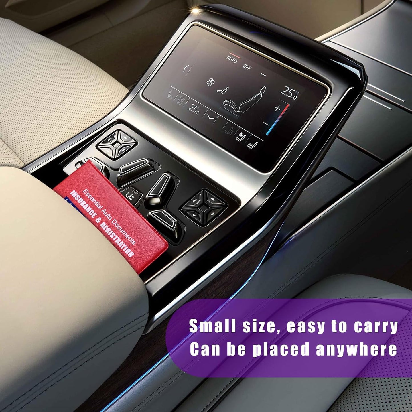 4 PCS Car Registration and Insurance Holder, Vehicle Glove Box Organizers with Closure for License Document, Auto Essential Paperwork Wallet Case Holder, Car Accessories (Black, Car Logo)