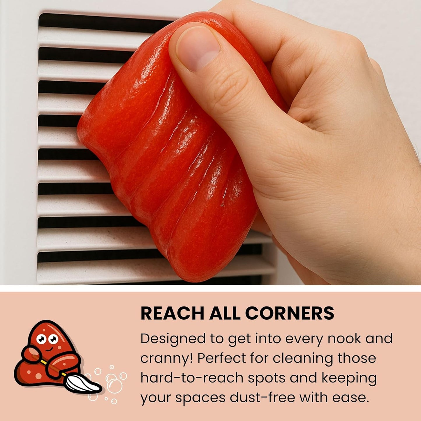 Slime Buddies Car Cleaning Gel Putty - Strawberry Scented Interior Detailing Tool for Cup Holders, Air Vents & Keyboard - Reusable Auto Detailing Accessories - Dust Remover Goop - Gifts for Men Women