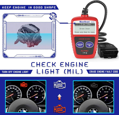 Autel OBD2 Scanner MS309 Universal Car Engine Fault Code Reader, Check Engine Light and Emission Monitor Status, OBDII CAN Diagnostic Scan Tool