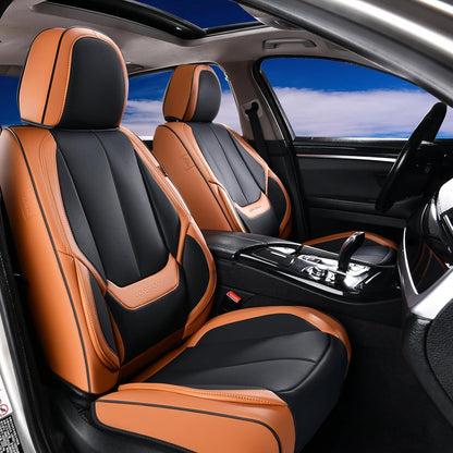 Coverado Seat Covers Full Set, Black Seat Covers for Cars 5 Seats, Car Seat Protector, Waterproof Nappa Leather Car Seat Cushion, Front and Rear Car Seat Cover Fit for Most Sedans SUV Pick-up Truck - Colors B