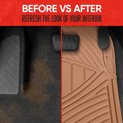 Motor Trend FlexTough Performance All Weather Rubber Car Floor Mats - 3 Piece Floor Mats Automotive Liners for Cars Truck SUV, Heavy-Duty Waterproof (Black)