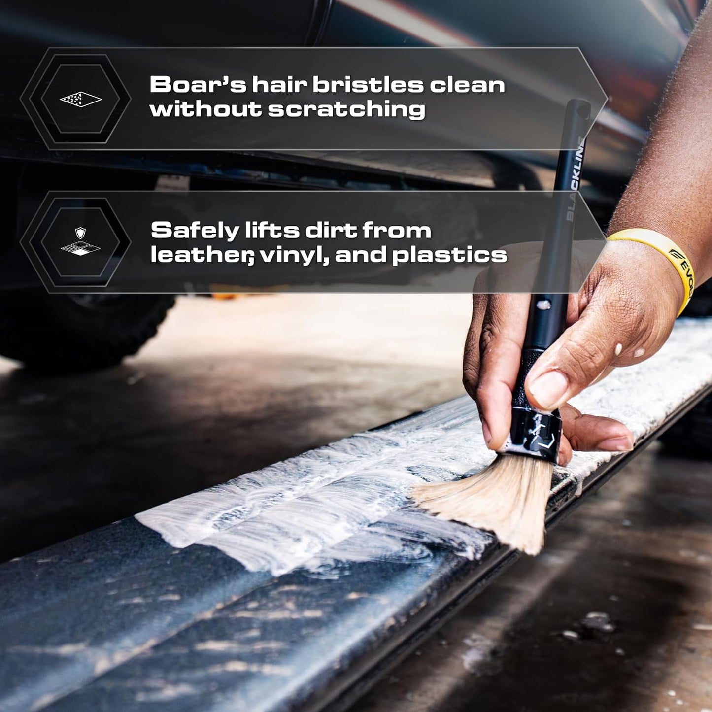 Blackline Car Detail Brushes- Luxury Car Detailing Brush Set for Interior and Exterior - Best Auto Detailing Brushes - Premium Car Detailing Brushes (Ultra Soft Bristles)