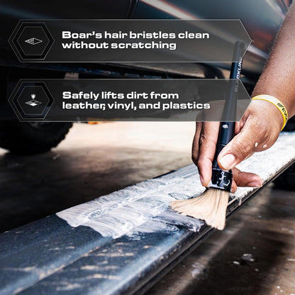 Blackline Car Detail Brushes- Luxury Car Detailing Brush Set for Interior and Exterior - Best Auto Detailing Brushes - Premium Car Detailing Brushes (Ultra Soft Bristles)