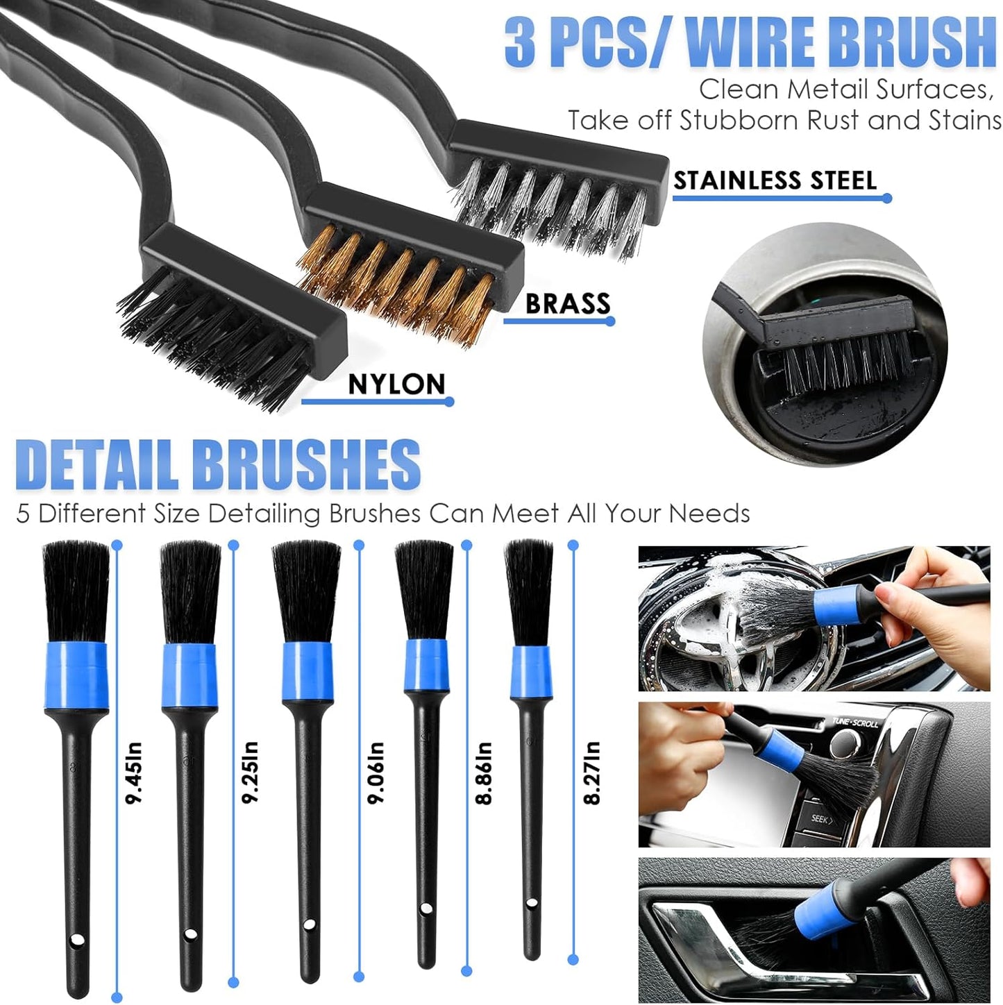 Car Cleaning Kit, Car Interior Detailing Kit with High Power Handheld Vacuum, Detailing Brush Set, Windshield Cleaner, Cleaning Gel, Complete Auto Accessories for Men, Women