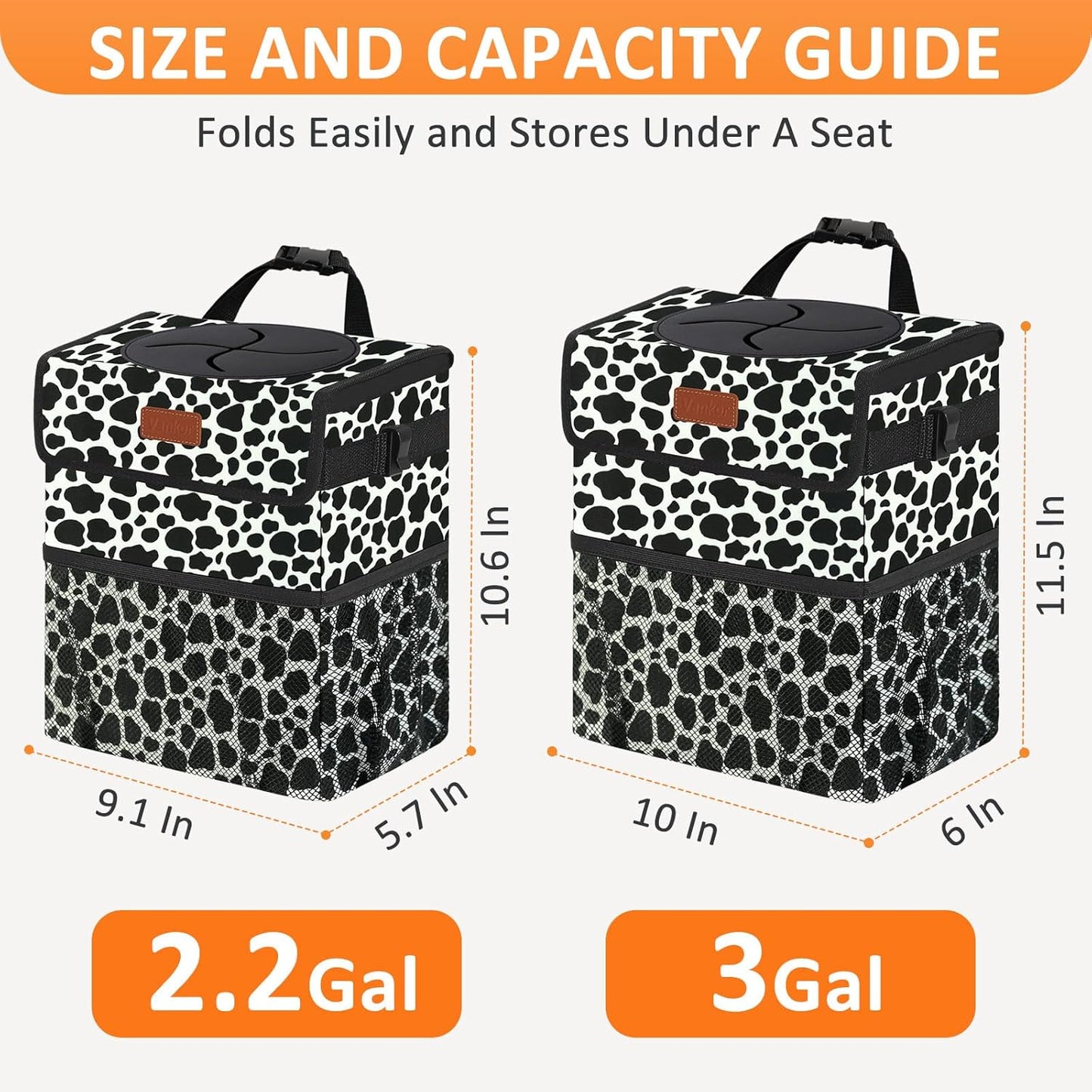 Vankor Car Trash Can Bin with Lid Hanging for Back Seat, Car Accessories for Women Men Leak Proof Automotive Garbage Cans Leakproof Vehicle Trash Can for Truck SUV Black