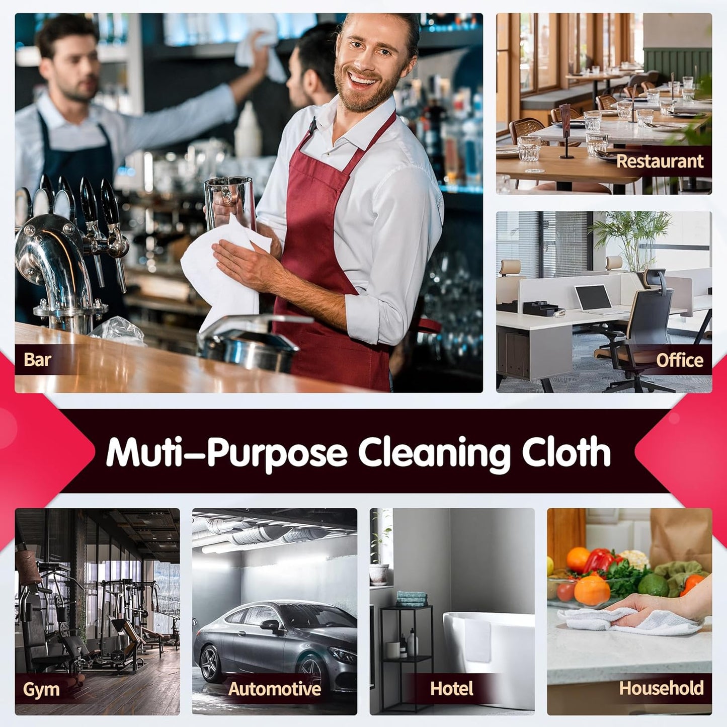 FIXSMITH Microfiber Cleaning Cloth - Pack of 50, Microfiber Towels for Cars 16 x 12 in, Highly Absorbent Cleaning Rags, Lint-Free, Streak-Free Cleaning Cloths for Car Kitchen Home Office