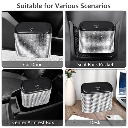 Accmor Car Trash Can with Lid, Leakproof Vehicle Garbage Organizer Holder Bin with 60 Pcs Trash Bags, Mini Auto Dustbin Interior Accessories Storage Container for SUV, Office, Home