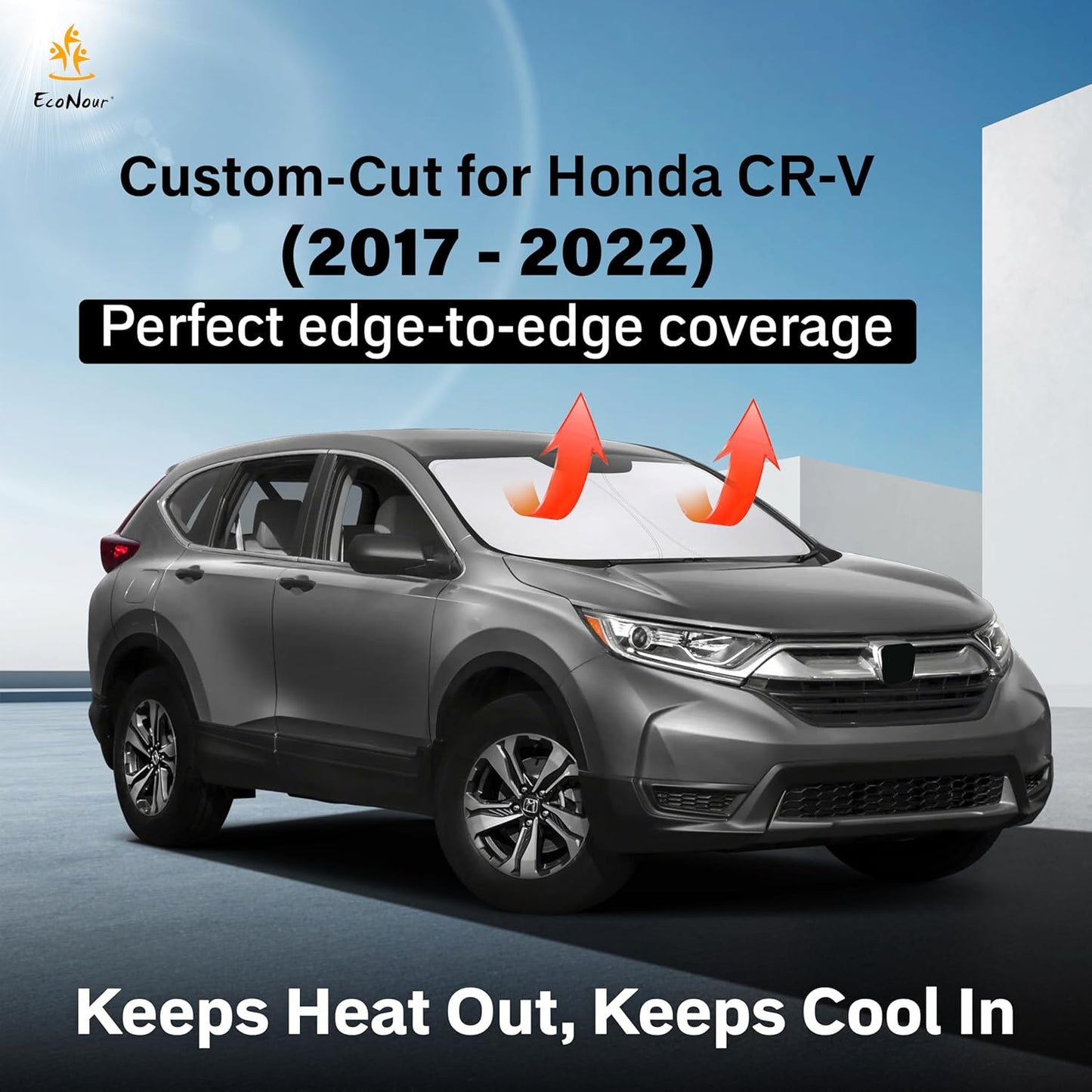 EcoNour Car Windshield Sun Shade | 2025 Upgraded Innovative No-Light-Pass Technology for Maximum Coverage | Foldable Sun Shade Keeps Your Vehicle Cool | Must-Have Car Accessories | Small (59" x 29") - Colors K