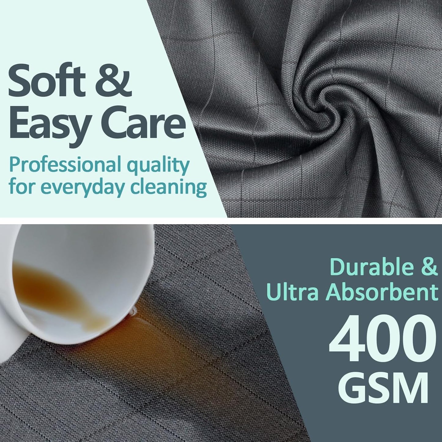 Airlab Microfiber Towels for Cars Wash Drying Thick Plush Cleaning Cloth Auto Detailing Super Absorbent for Interior & Exterior Lint Free, Streak Free, 16" X 16", 800 GSM, Pack of 4