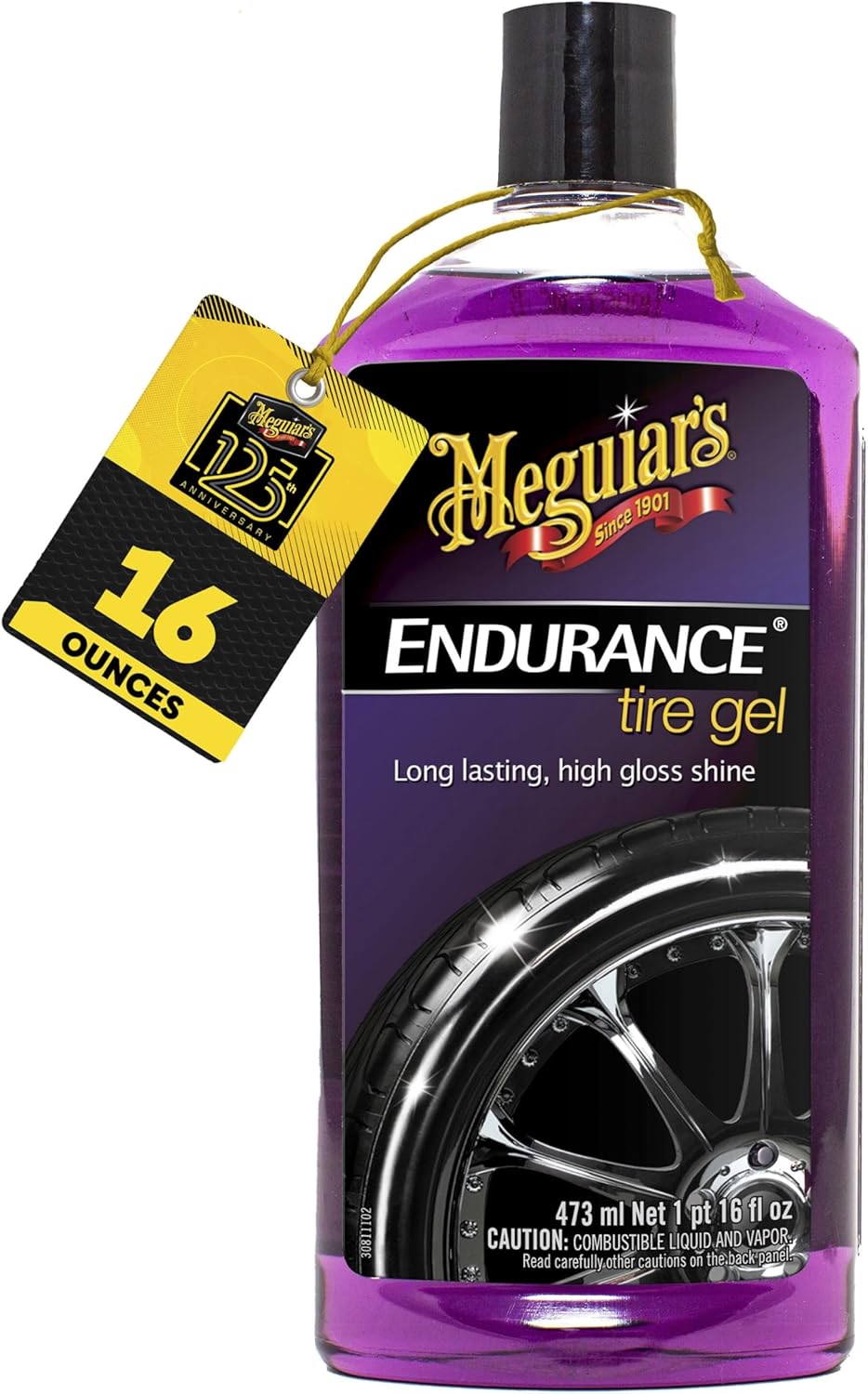Meguiar’s Endurance Tire Gel - Tire Shine Gel, Premium Car Tire Shine For A Lasting Glossy Finish; Apply To Tires Cars, Trucks & Suvs To Keep Tires Looking Deep Black And Clean -16 Oz