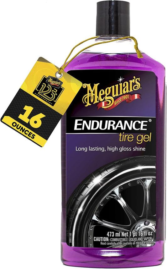 Meguiar’s Endurance Tire Gel - Tire Shine Gel, Premium Car Tire Shine For A Lasting Glossy Finish; Apply To Tires Cars, Trucks & Suvs To Keep Tires Looking Deep Black And Clean -16 Oz