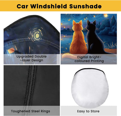Iridescent Sun Shade for Car Windshield, Foldable Universal Car Windshield Upgrade Sunshade Enhanced UV Rays Reflective Sun Visor Shade Keeps Vehicle Cool