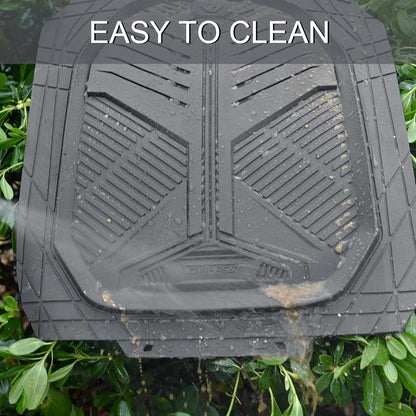 CAR PASS Heavy Duty Rubber Car Mats with Cargo Liner, Deep-Dish Car Floor Mats and Trunk Mat All Weather, Universal Trim-to-Fit for SUVs Trucks Sedans, Waterproof Anti-Slip, Trimmable V12 Black