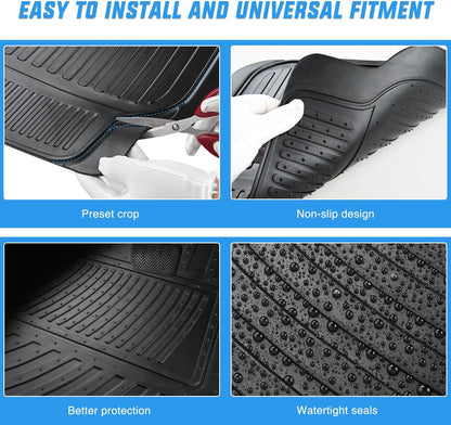 Nilight Rubber Cargo Mats for Cars Trucks SUVs,Universal Trim to fit for Most Vehicles,All Weather Protection Heavy Duty Cargo Liners