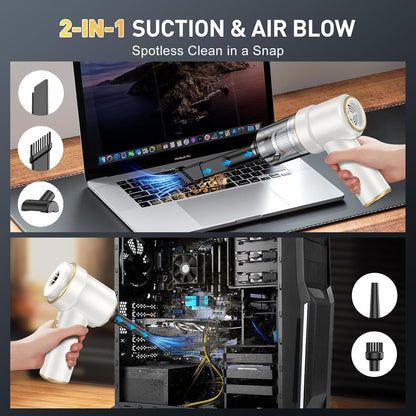 KMM Handheld Car Vacuum Cleaner, 9000Pa Vacuum Cleaner and Air Duster, 120W High Power Hand Held Vacuum with LED Light and Multi-Nozzles for Car, Home, Office, Pet