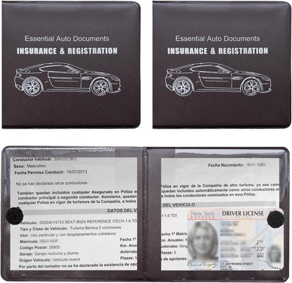 Ziciner Car Registration Insurance Holder, 2Pack Essential Auto Card Document Glove Box Organizer with Touch Fastener, Vehicle Interior Accessories Perfect for Most Car, Truck, SUV (Red/Small Car)