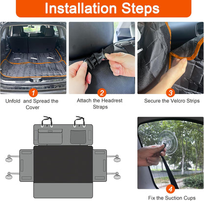Reliadura SUV Cargo Liner for Dogs, Waterproof Dog Trunk Cover with Bumper Flap Protector, Pet Cargo Mat for SUVs Sedans Vans, Non-Slip Scratchproof Dog Seat Cover, Large Size Universal Fit