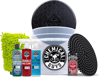 Chemical Guys Car Wash Kit 14-Pc Arsenal Builder - with Foam Blaster, Wash Bucket, Towels, Applicators, and 16 oz Soaps, Waxes, and Cleaners - Complete Car Detailing Gift Set, Works with Garden Hose
