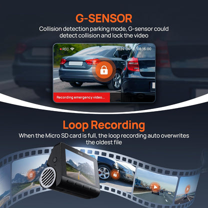 70mai 4K Dash Cam Front and Rear, Built in Wi-Fi 6 & GPS Car Camera, Super Night Vision, ADAS, 3'' IPS Screen, 24H Parking Mode, Time-Lapse, Loop Recording, with 128GB Card (A800SE)