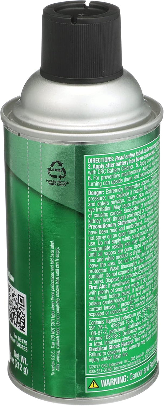 CRC Battery Terminal Protector, 7.5 Wt Oz, Lead-Free, Enhances Battery Life, Prevents Corrosion-Related Leakage, Aerosol Spray