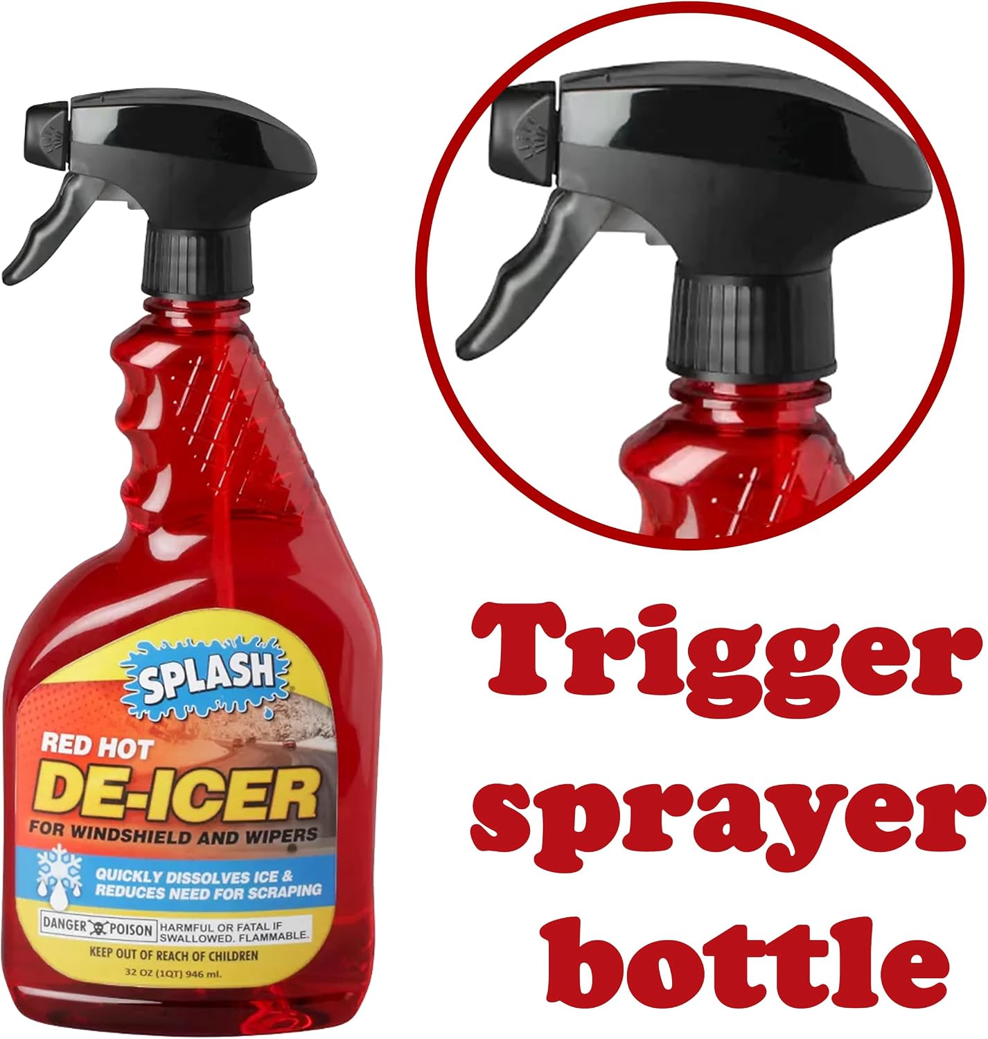 Splash Red Hot De-icer Windshield Trigger Spray 32 Ounces (Pack of 3)