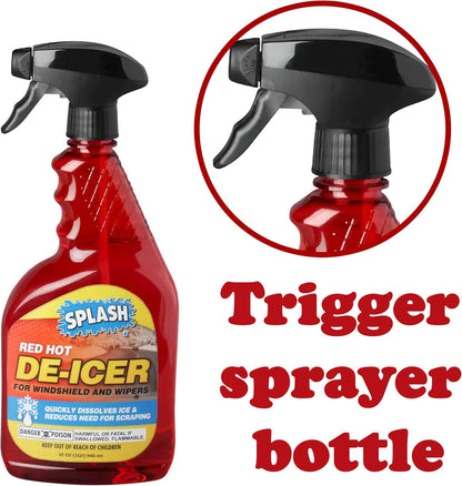 Splash Red Hot De-icer Windshield Trigger Spray 32 Ounces (Pack of 3)