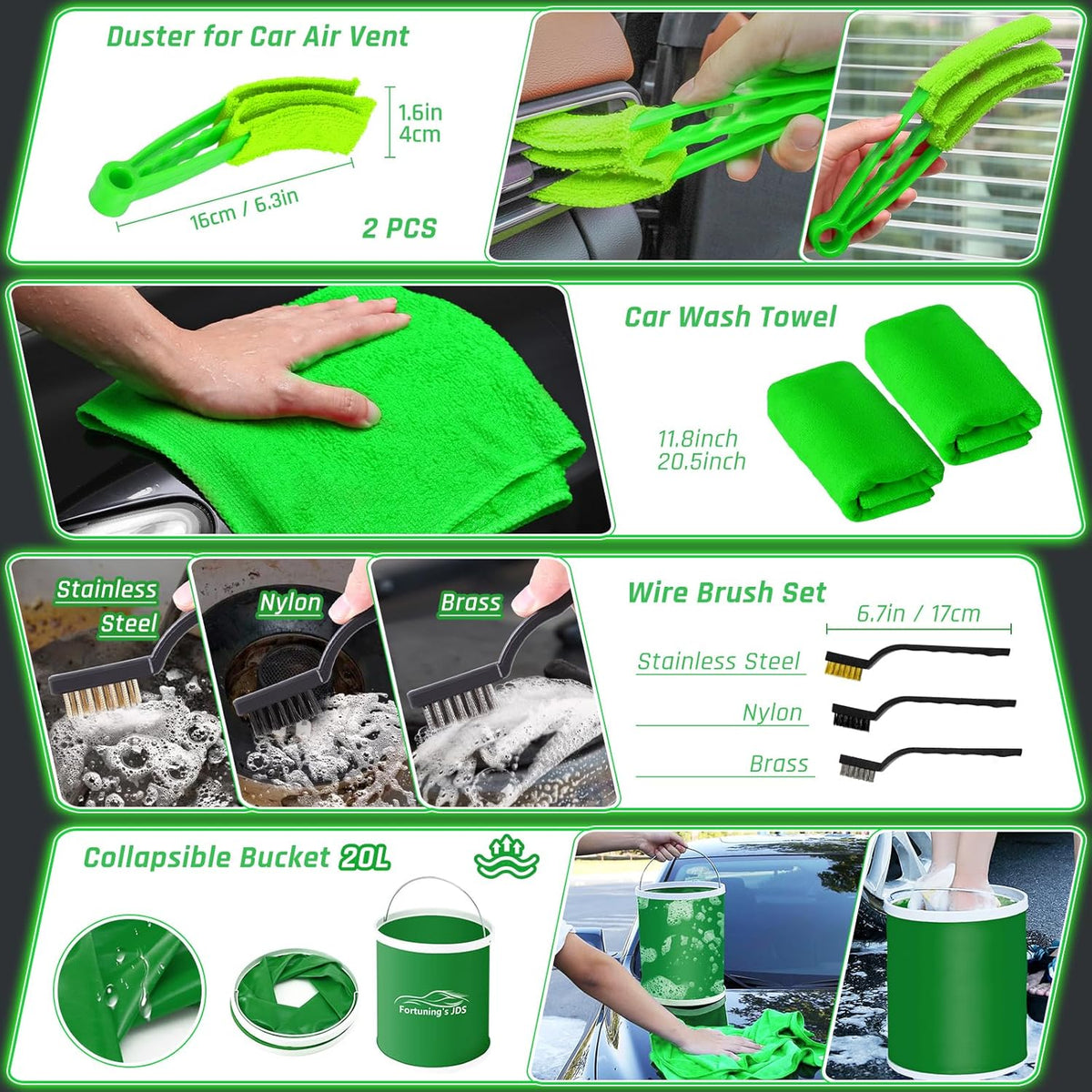 47PCS Car Detailing Kit Interior Cleaner, Car Cleaning Kit, Car Vacuum Car Interior Detailing Kit, Car Wash Kit with Bucket Auto Detailing Brush Set Car Accessories for Motorcycle, Cars, Bikes, Wheels