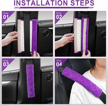 JUSTTOP 2-Pack Universal Car Seat Belt Pads Cover for A More Comfortable Driving, Seat Belt Shoulder Strap Covers Harness Pad for Car Interior Accessories(Black)