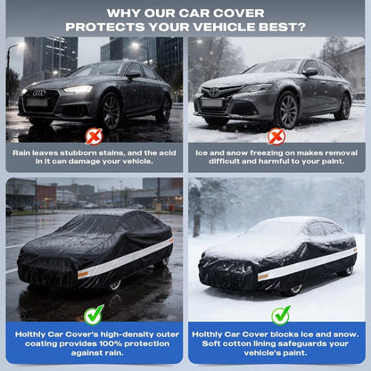 10 Layers Car Cover Custom Fit for Mercedes Benz C Class C250 C300 C43 C63 (1993-2026), Waterproof All Weather for Automobiles, Outdoor Full Cover Sun Dust Rain Protection with Cotton. Black - Colors A