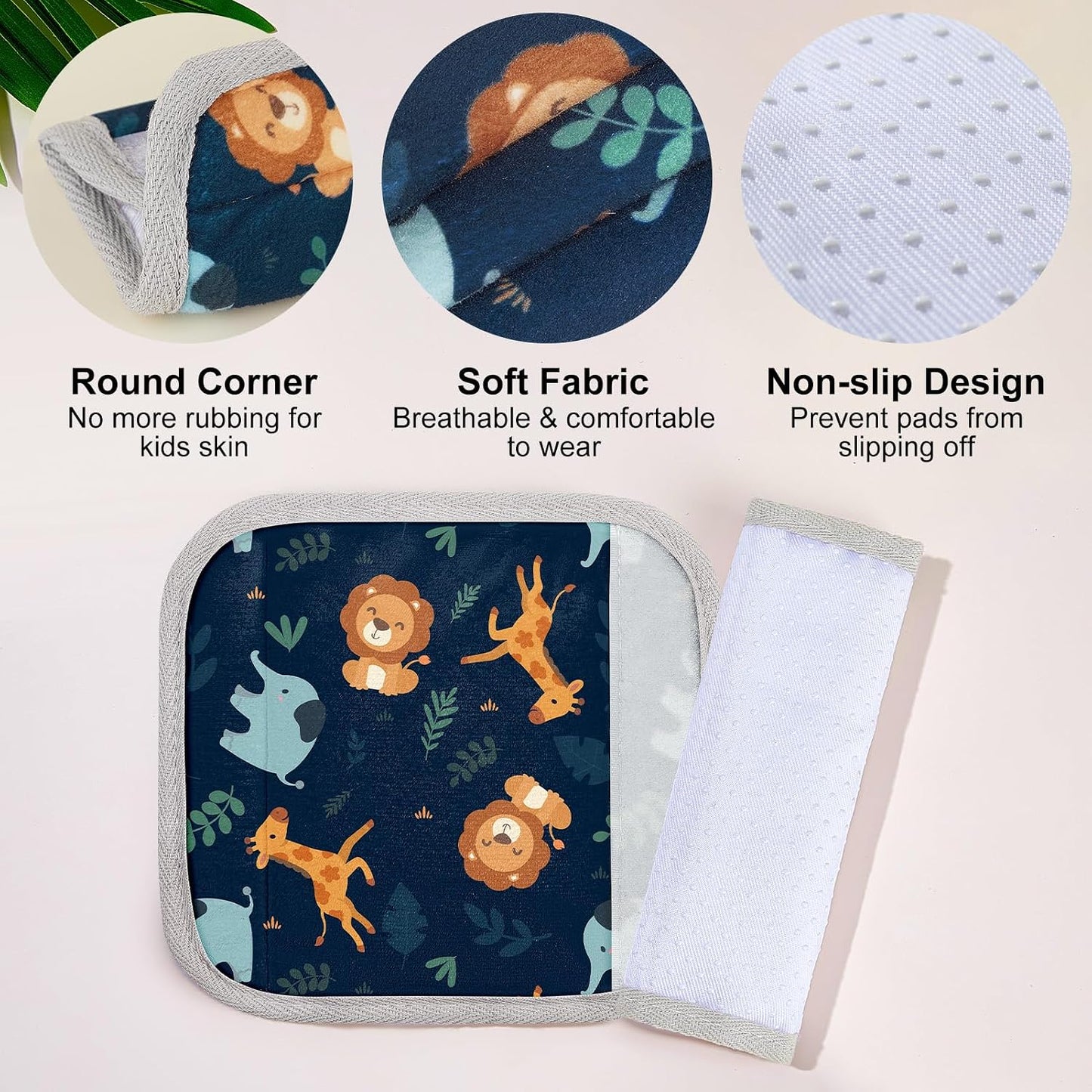 Seat Belt Cover Pad for Baby, Soft Seatbelt Cushion Covers for Kids 2Pcs Car Seat Strap Shoulder Pads for All Car Seats, Stroller, High Chair,Blue Dinosaur