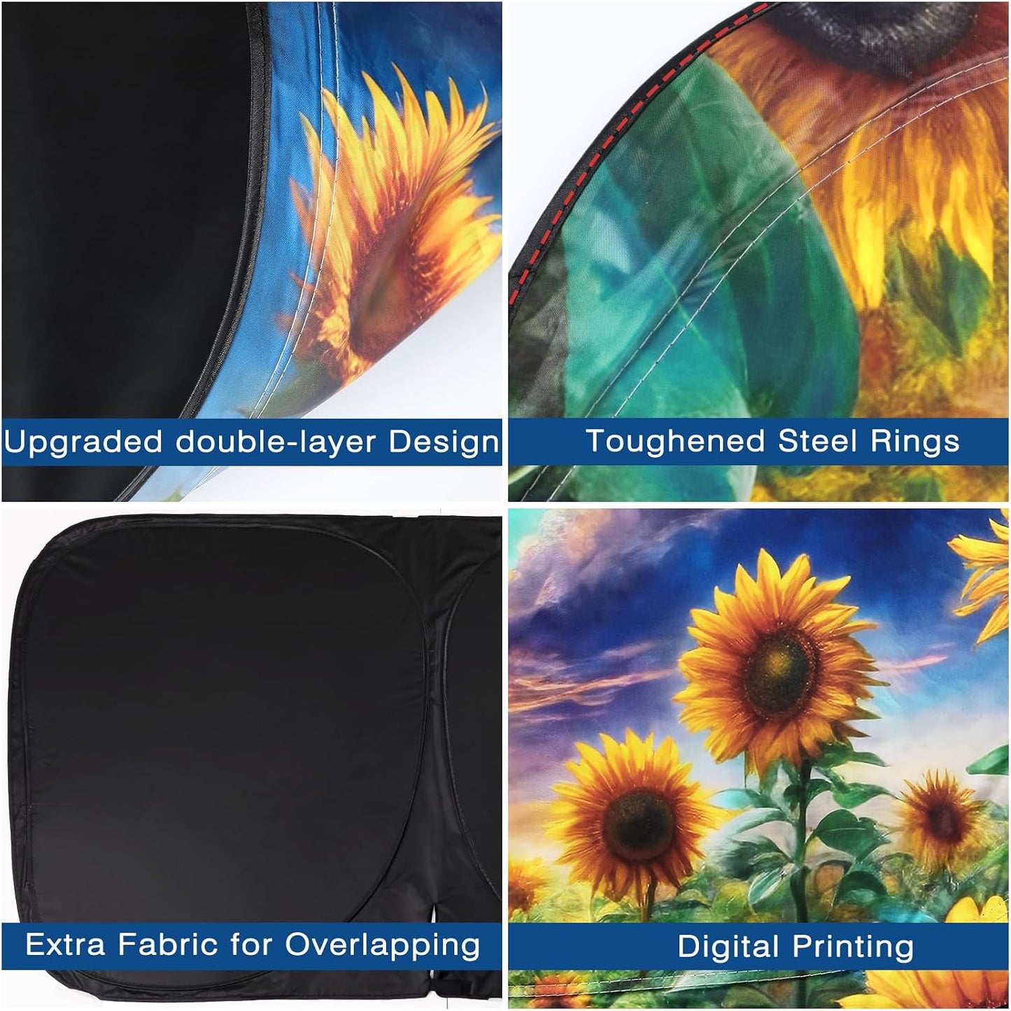 Car Windshield Sun Shade, Foldable Front Window Sunshade Blocks UV Rays, Keep Car Interior Cool, Universal Fit for Hatchback, Truck, SUV, MPV