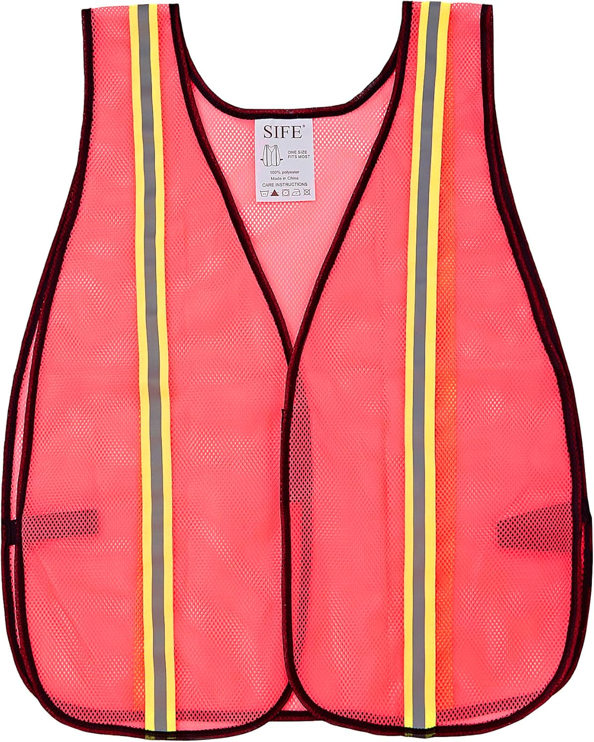 SIFE 10 Pack High Visibility Reflective Safety Vest,Made from Breathable and Neon Orange Mesh Fabric with Stretchable design,light weight for Man and Woman(Orange, 10 pack)