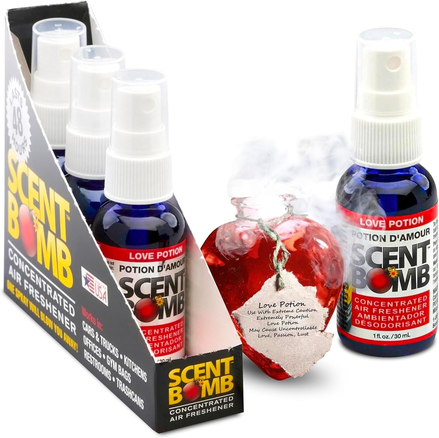 Scent Bomb Air Freshener Spray, Long-Lasting Odor Eliminator - Effective Deodorizer for Home & Car, Fresh Room Spray for Kitchen, Bathroom & Smell Neutralizer - 1 oz Pack of 4, Black Cherry Scent