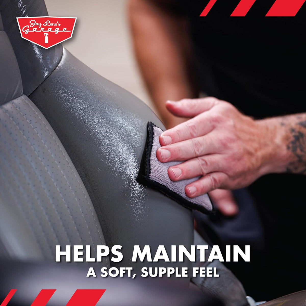 Jay Leno's Garage Leather Cleaner and Conditioner for Car Interior – Advanced Car Seat Leather Cleaner and Conditioner, Auto Leather Care Kit for Interior Detailing and Upholstery Cleaning