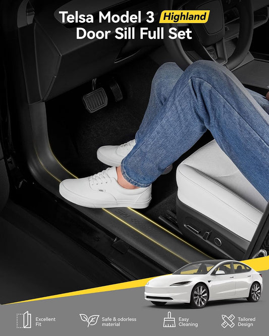 3W Tesla Model Y Juniper 9PCS Door Sill Protector 2025 2026 5 Seat (Not Standard/Original Tailgate Sill) Front,Rear, Rear Bumper,Trunk,Door Entry Guard, Anti-dust Cover,Edge Guards,Model Y Accessories