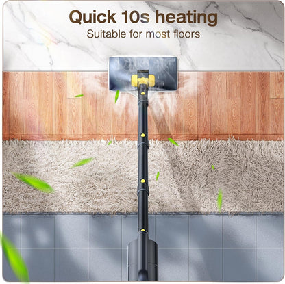 Steam Mop with Detachable Handheld Steam Cleaner, 10-in-1 Multi Accessories, Quick 10s Heat, 350ml and 2-Level Steamer for Cleaning Floor, Carpet, BBQ Grill, Tile, and Grout, Gray