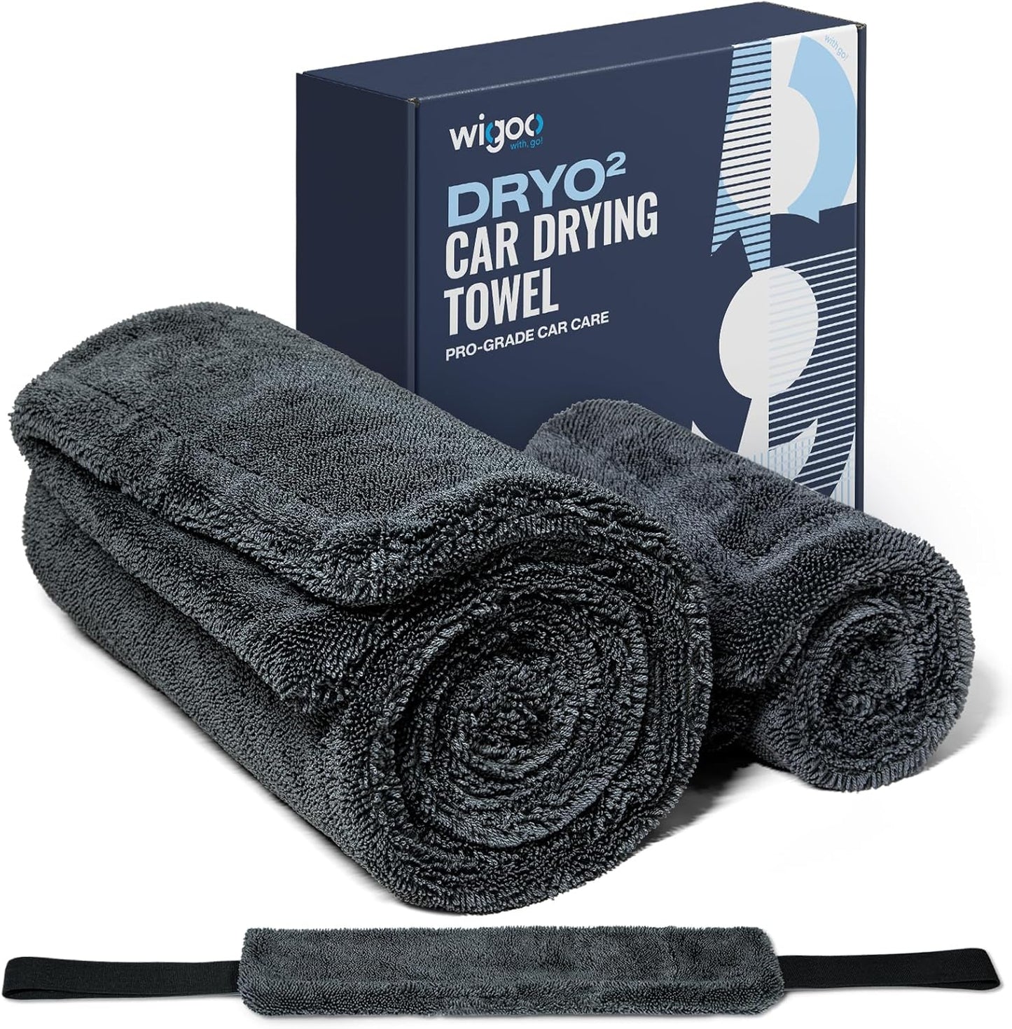 Wigoo Premium Microfiber Car Drying Towel 1300 GSM, 36" x 24" [Ultra-Absorbent, Streak-Free] Dual-Sided Edgeless Cleaning Towels with Twisted Loop, for Auto Detailing, Cars, SUV, Truck (2 Sizes)