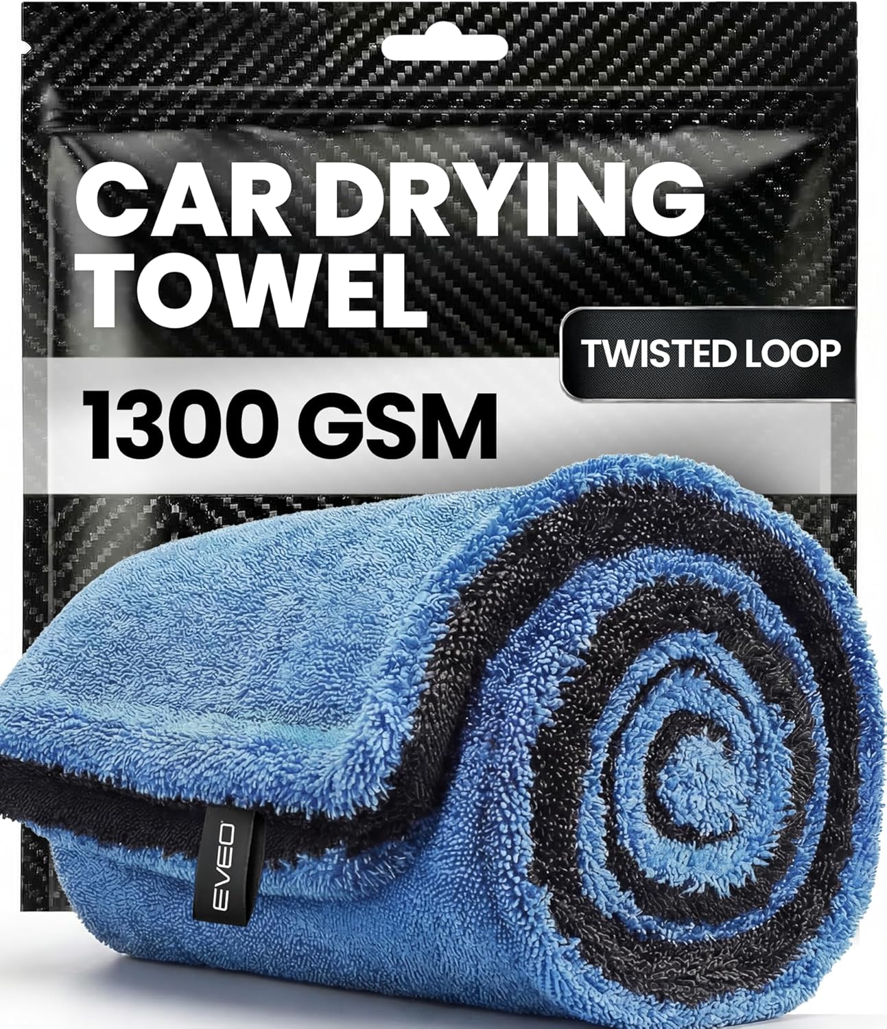 EVEO Car Drying Towel - (1300 GSM) XL Drying Towels Car Detailing - Car Microfiber Towel (36"x24") Microfiber Drying Towels for Cars Towels Drying, Car Wash Towels, No Scratch, Ultra Absorbent - Grey
