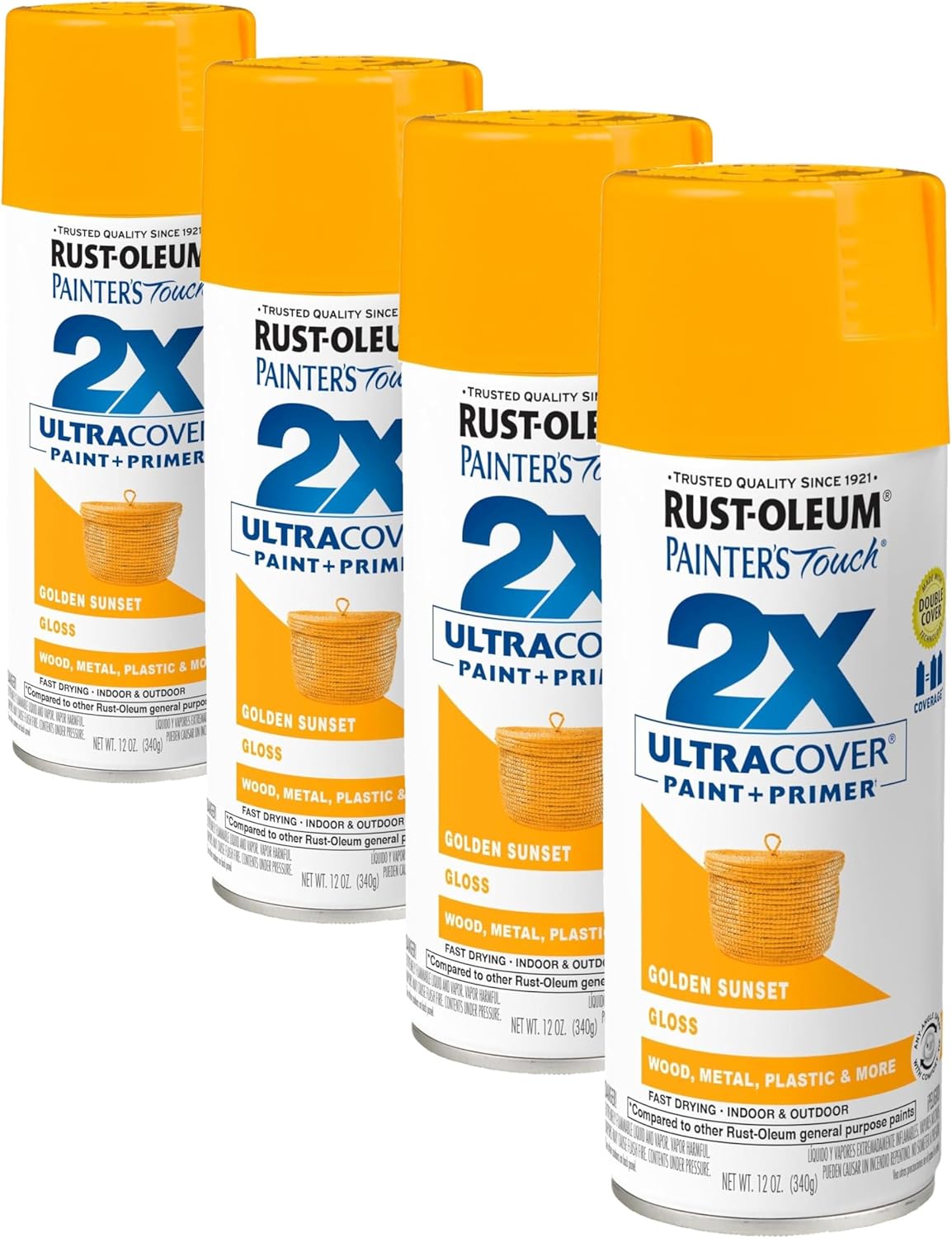 Rust-Oleum 334029 Painter's Touch 2X Ultra Cover Spray Paint, 12 oz, Gloss Clear - Colors B