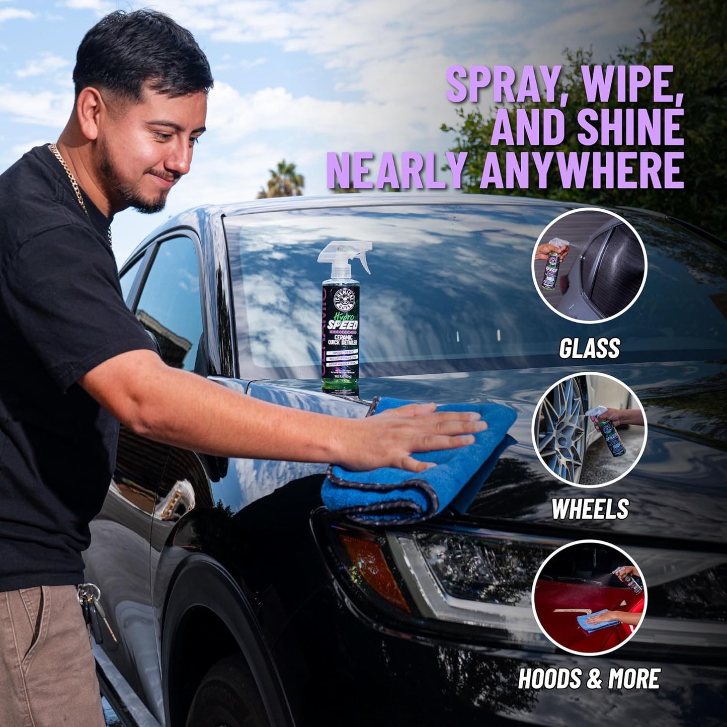 Chemical Guys HydroSpeed Ceramic Quick Detailer Spray - SiO2 Shine Car Detailer Spray for Cars, Trucks, SUVs, Motorcycles and RVs, Boosts Gloss, Hydrophobic Protection and Slickness, 16 oz
