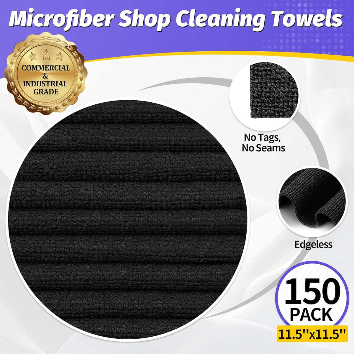 Microfiber Cleaning Cloth, 100 Pack Cleaning Rags Microfiber Towel Bulk Absorbent Lint-Free Wash Cloths, All-Purpose Shop Towels for Cars, Automotive, Garage, Home & Kitchen 11.5"*11.5"