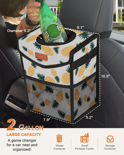 Pritent Car Trash Can with Lid, Cute Leakproof Car Trash Garbage Bag Hanging Vehicle Trash Bin Small Portable Automotive Garbage Cans Organizer for Back/Front Seat/Console(Trapezoid,Black)