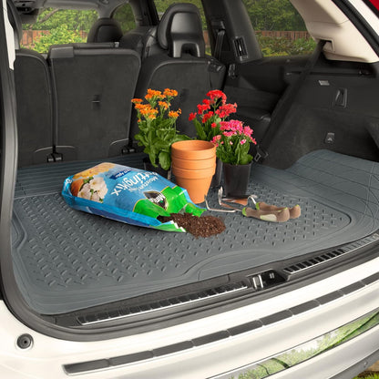 Heavy Duty Cargo Liner Floor Mat-All Weather Trunk Protection, Trimmable to Fit & Durable HD Rubber Protection for Car SUV Sedan Auto