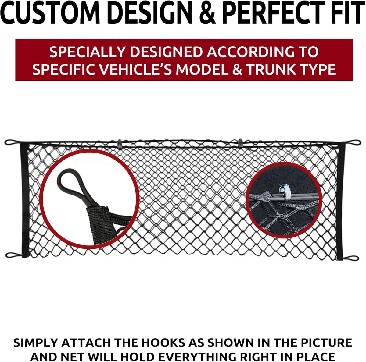 Trunk Envelope Style Mesh Cargo Net for Toyota Camry 2018-2025, 2026- Car Accessories - Premium Trunk Organizer and Storage - Cargo Net for Sedan - Vehicle Carrier Organizer for Toyota Camry